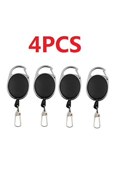 Choice سلسلة مفاتيح مرنة سوداء من 4 قطع، أدوات سحب لصيد الأسماك بالذباب، سلسل...