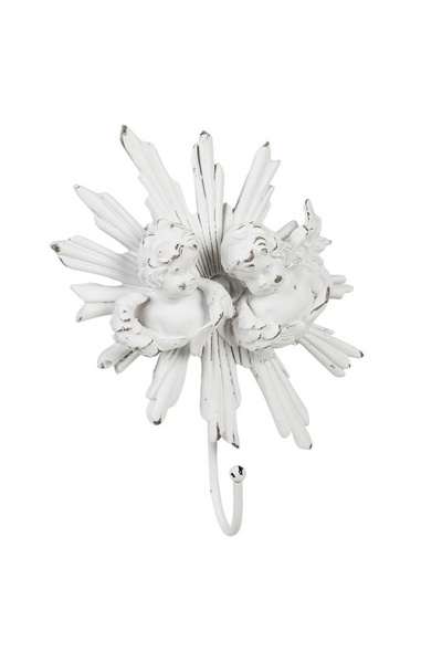 Clayre & Eef Cuier de perete din polirasina alba 15x5x23 cm