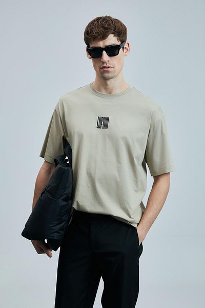 Lufian Ανδρικό μπεζ μπλουζάκι Helix Slim Fit (111020245)