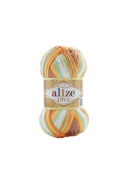 Alize Πακέτο 5 πακέτων Diva Tie Dye Knitting Yarn – Tie Dye Πολύχρωμο γυαλιστερό και λιπαρό καλοκαιρινό νήμα