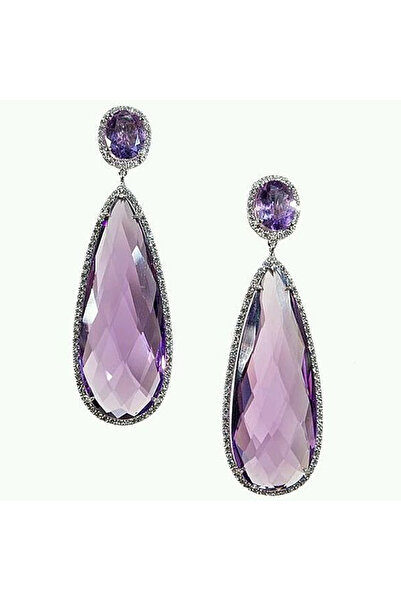 Choice أقراط أذن E1862 Huitan Pear الأرجوانية المكعبة من الزركونيا المكعبة إك...