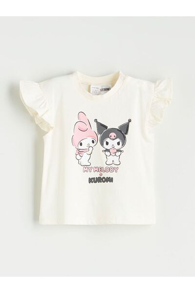 LC Waikiki Lcw Baby Crew Neck Kuromi Printed Girls' T-Shirt and Shorts