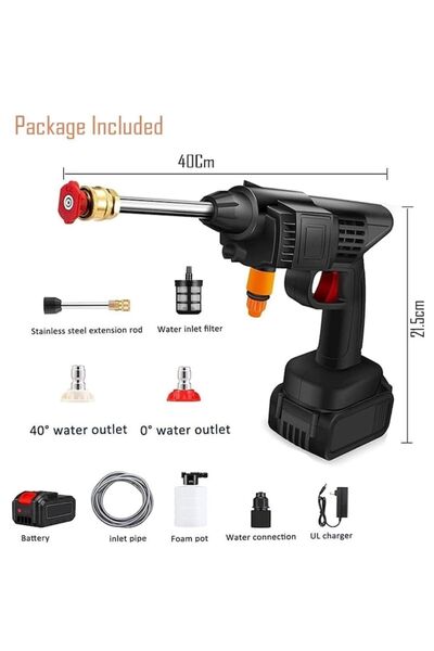 HOZRO Aparat de spălat cu presiune, pistol wireless, depozit de vânzare, 2 baterii, 48Vf, pistol cu ​​3 moduri, 3