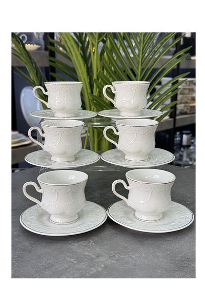 Doğudeko Luxury Retro Porcelain Veronica Gold Cup Set