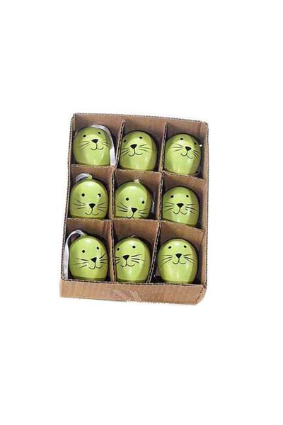Decorer Set 9 decorative Easter eggs plastic green 3x4 cm
