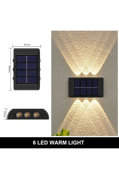 choice2 4PCS Warm light 6LED Solar Wall Lamp Outdoor Warm Light Waterproof Up And Down Luminous Lighting Bal