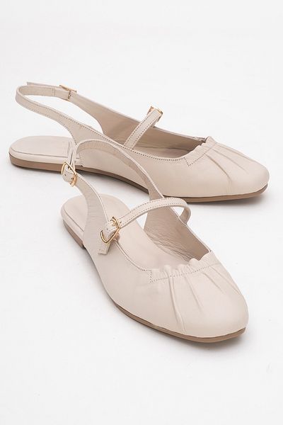 LuviShoes BRITNEY Sandale de damă din piele naturală bej cu față închisă