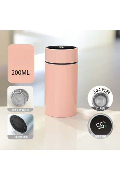 Choice كوب ترمس ذكي صغير وردي اللون 200 مل مع شاشة عرض درجة الحرارة وزجاجة مي...