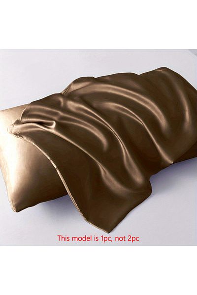 Choice 51x102cm Deep coffee 1 Piece Of Satin Solid Color Pillowcase, Bedroom Pocket Sealed Soft Pillowcase,