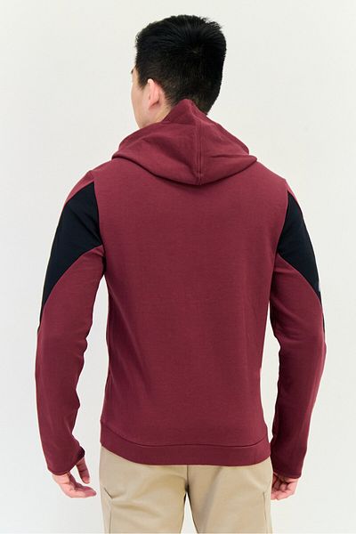 Reebok Men Sportswear Fit Brand Logo Long Sleeves Outdoor Hoodie, Maroon