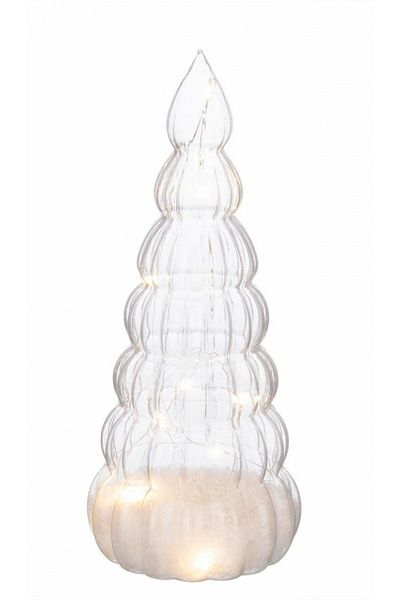 Bizzotto Transparent Glass Christmas Tree with LED Lights Sliver 11x26 cm