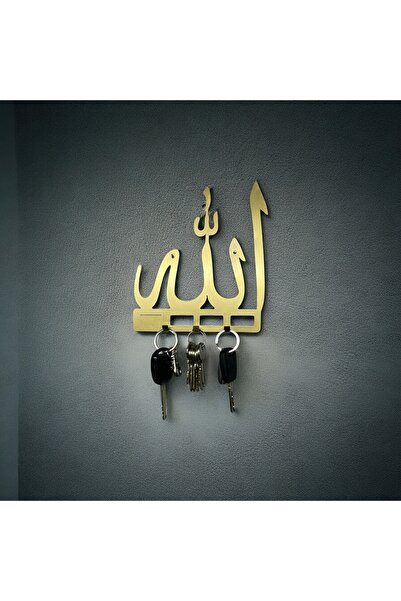 Home Arapça Allah Yazılı Metal Anahtar Askılığı – Siyah | İslami Motifli, Laz...