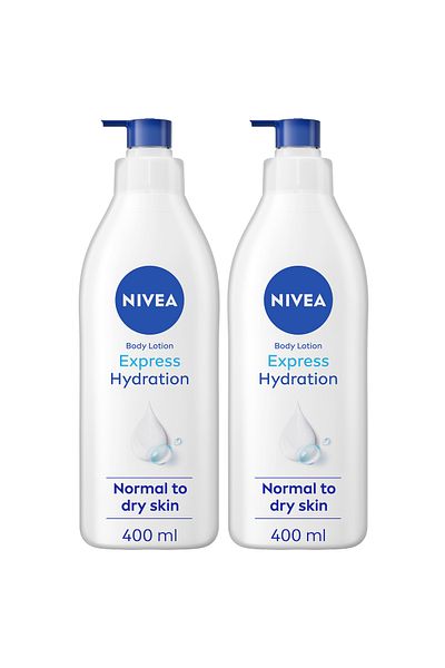 NIVEA Body Lotion Normal to Dry Skin Express Hydration, Deep 48H Moisture Serum, 400ml, Pack of 2