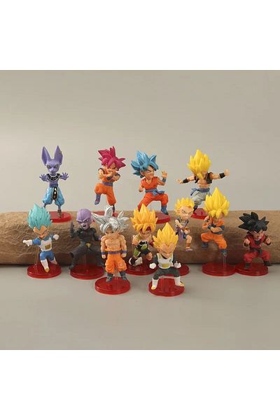 BANDAI 12PCS 12PCS 8cm Anime Dragon Ball Mini Figure Goku Vegeta Buu Beerus Figure Action Figures Statue M