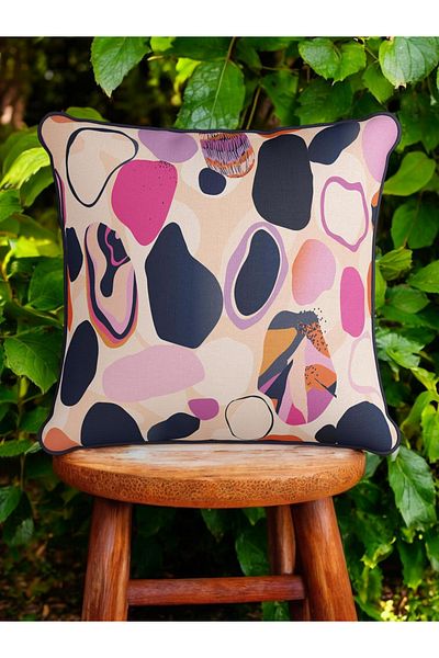 ASDİVA Stone Pattern Piping Velvet Textured Decorative Throw Pillow Case 43X43