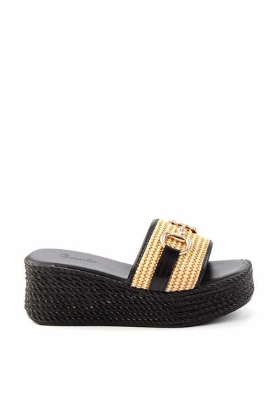 Bambi Beige Black Women's Slippers K04862501328
