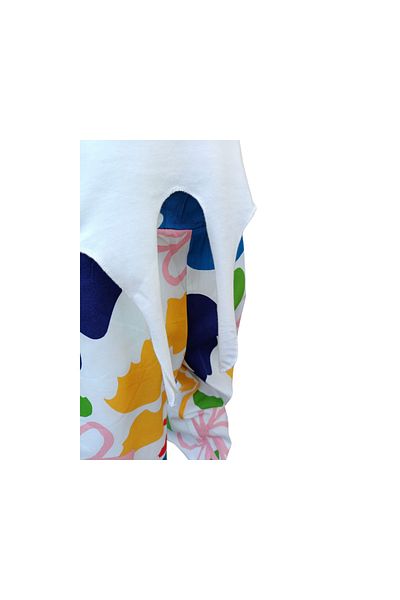 nk kids Girl's T-Shirt Plane Tree Printed Front Tie Ecru