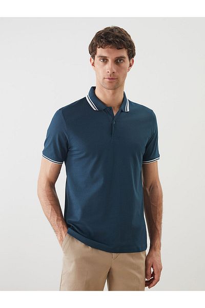 LC Waikiki New Season Polo Neck Short Sleeve Men's Textured T-Shirt - S5Bl66Z8