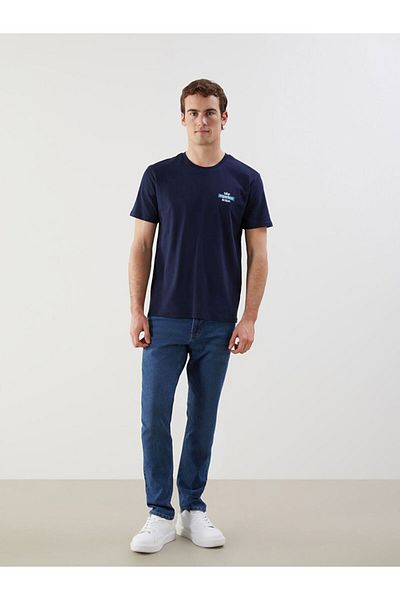 LC Waikiki New Season Crew Neck Κοντό μανίκι εμπριμέ χτενισμένο βαμβακερό ανδρικό Tisort - S5II88Z8