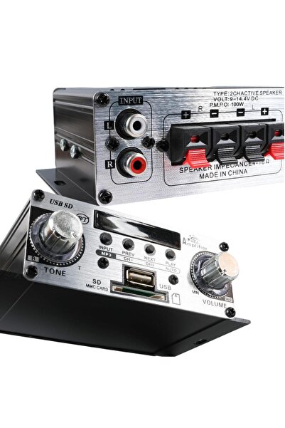 MagicVoice YW-191L 12 Volt 100 Watt Motosiklet Bluetooth Amfi USB/SD 2 Kanal Pazarcı - Anfi (125X95X