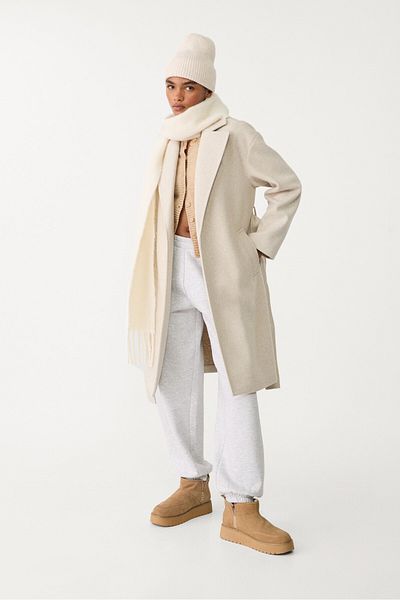 Stradivarius Soft-touch coat with belt
