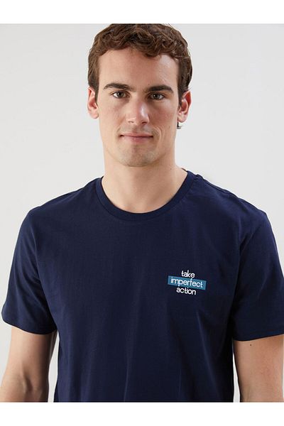 LC Waikiki New Season Crew Neck Κοντό μανίκι εμπριμέ χτενισμένο βαμβακερό ανδρικό Tisort - S5II88Z8