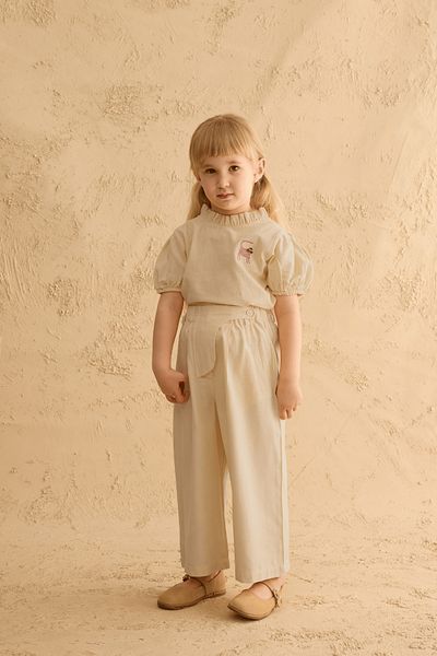 Fahhar Kids Wide Flap Baggy Pants Natural