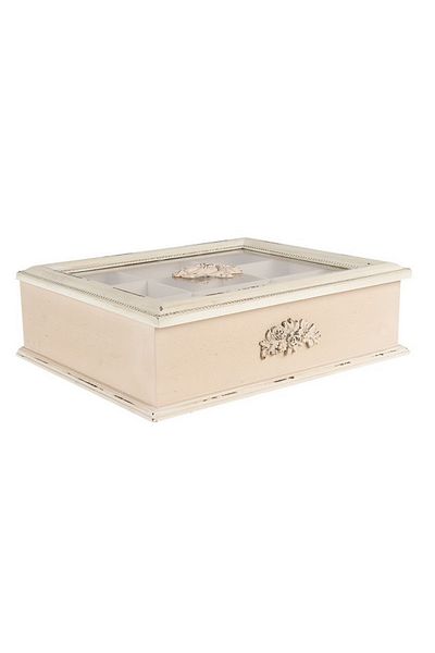 Clayre & Eef Wooden tea box 9 compartments 32x26x9 cm