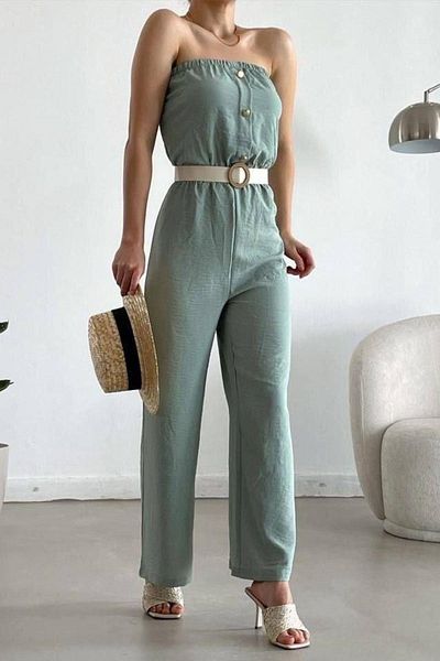Modafeminen Salopetă fără bretele Aerobin, inclusiv centură din material textil Mint 582202