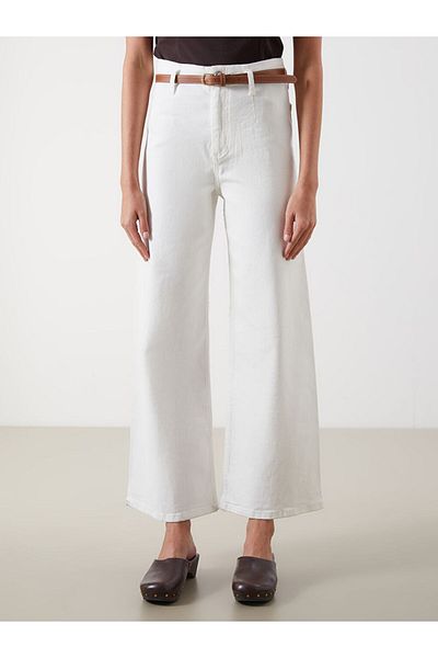 LC Waikiki New Season Wideleg Women's Jean Trousers with Belt - S5Dm51Z8