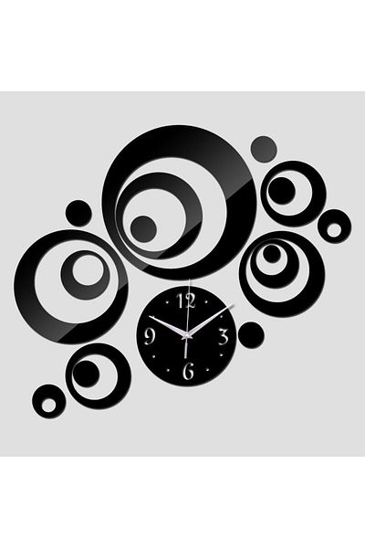 OEM Modern Design Mirror Set Wall Clock - Black Acrylic Decorative Mirrors Wall Clock Luxury Home 23pics