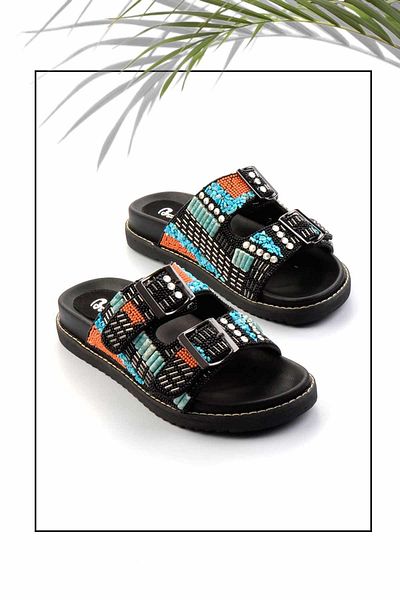 Bambi Black Multicolor Women's Slippers K04678200087
