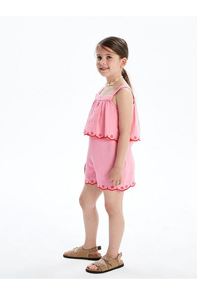 LC Waikiki New Season Square Collar Girls' Jumpsuit - S5Ep56Z1