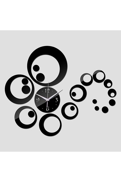 OEM Modern Design Mirror Set Wall Clock - Black Acrylic Decorative Mirrors Wall Clock - Diamant Luxury