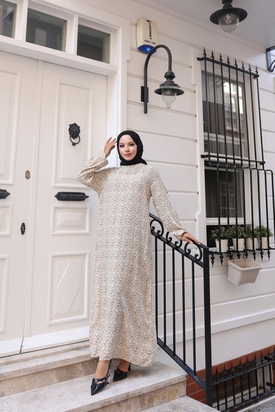 Moda MSK Φόρεμα βισκόζης με μοτίβο λουλουδιών μπεζ