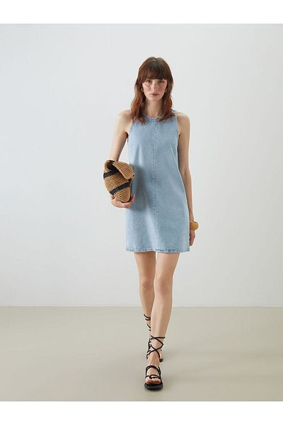 LC Waikiki Rochie mini din blugi în formă de A cu guler Halter - S5FF37Z8