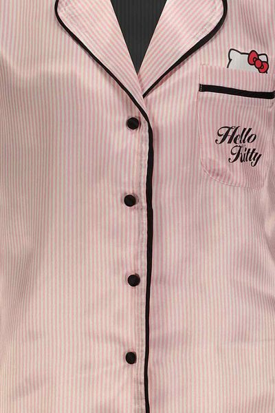 Hello Kitty Licensed Button Short Sleeve Satin Shorts Pajama Set Roz-70