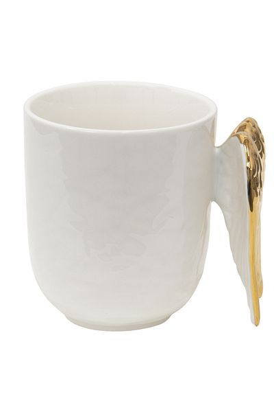 Clayre & Eef Set 2 cani ceramica alba Wings 11x9x10 cm, 350 ml