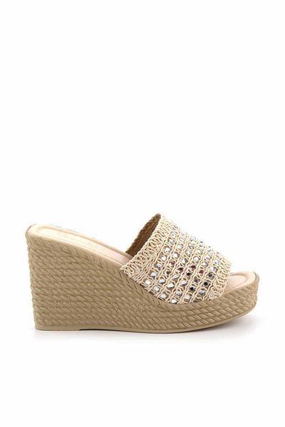 Bambi Beige Knitted Women's Slippers K04566771216