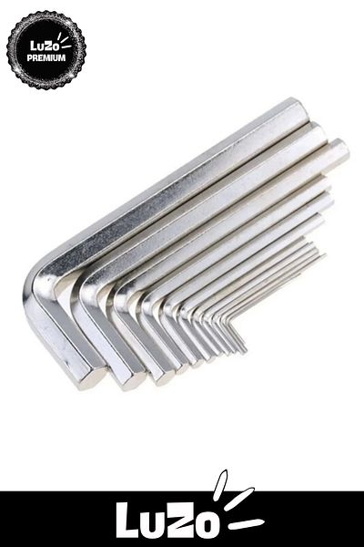 LuZo Premium Series Master Apprentice Repairing Distorted Screw Short Flat Corner 10-Piece Steel Allen Key Set
