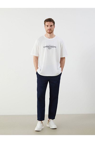 LC Waikiki Ecru Crew Neck Printed Men's T-Shirt