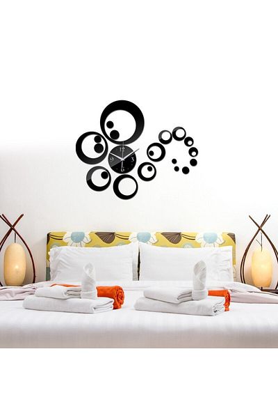 OEM Modern Design Mirror Set Wall Clock - Black Acrylic Decorative Mirrors Wall Clock - Diamant Luxury