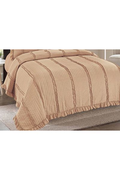 CHIRASO CHIRASO 3-Piece Duvet Cover Set, 230x250 cm, Satin Cotton, Flounce Pattern, UNI, light brown