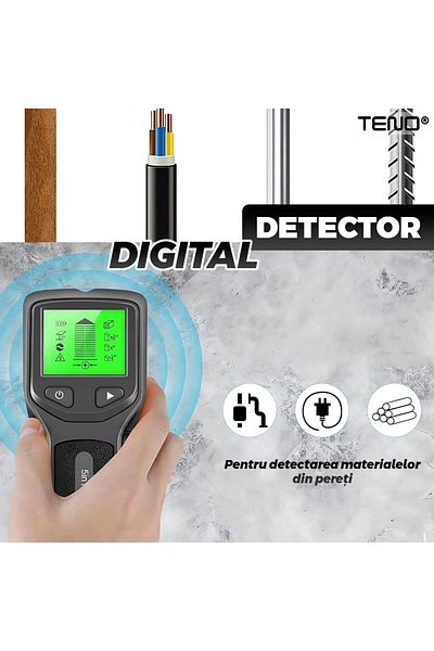 Teno Teno® 5-in-1 Digital Cable Detector, 5 scan modes, digital display, portable, black