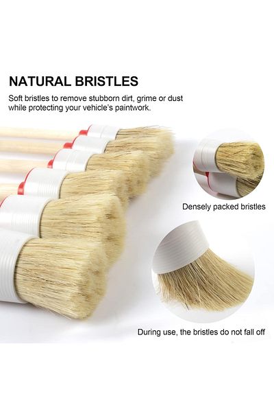 Generic 5PCS Car Detailing Brush Set – Natural Bristles Cleaning Brushes for Interior & Exterior