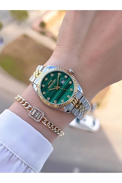 Slazenger Steel Cord 5 Atm Water Resistant 2 Years Warranty Women Wrist Watch+Bracelet Bsl.09.2240.09