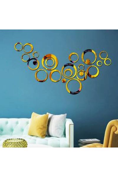 OEM Set de oglinzi din PVC cu design modern - Oglinzi decorative acrilice aurii - Luxury Home 24 piese/set