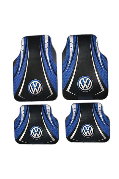 GENERAL Set of 4 Universal Car Mats – Volkswagen Design Blue/Black – Aftermarket