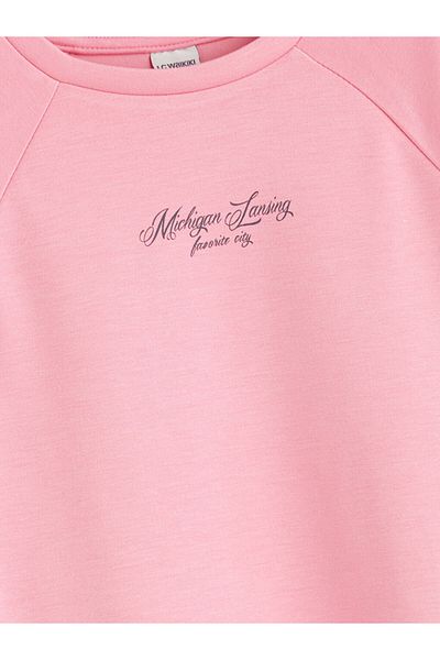 LC Waikiki Pink Crew Neck Soft Touch Girl's T-Shirt