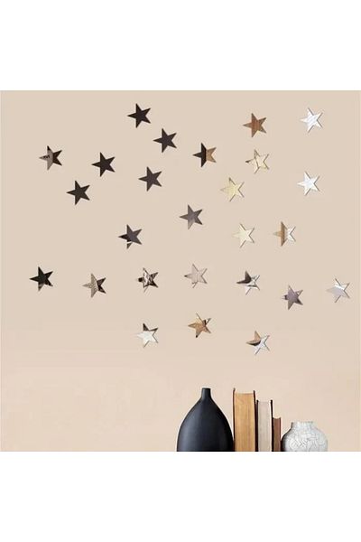 OEM Set de 100 de oglinzi acrilice autoadezive, model STELUTE, 4x4 cm, argintii - Ideale pentru decorarea pereților